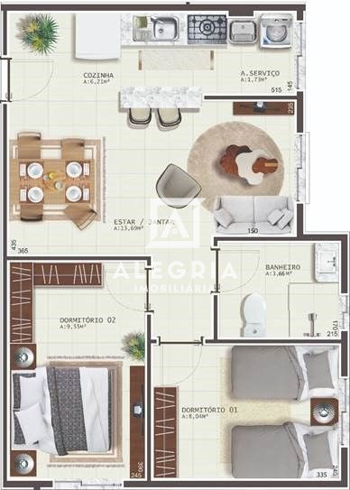 Apartamento 02 Dormitórios no Bairro Braga em São José dos Pinhais