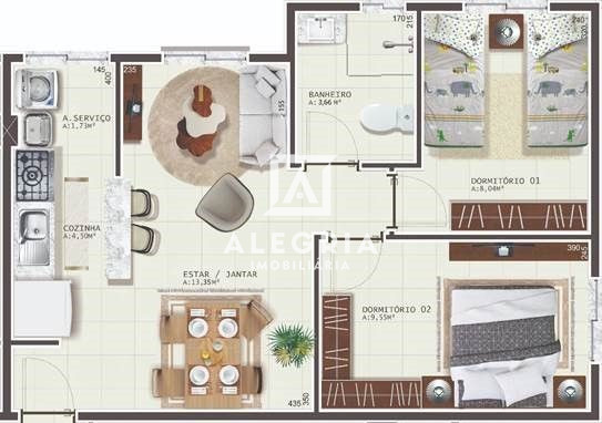 Apartamento 02 Dormitórios no Bairro Braga em São José dos Pinhais