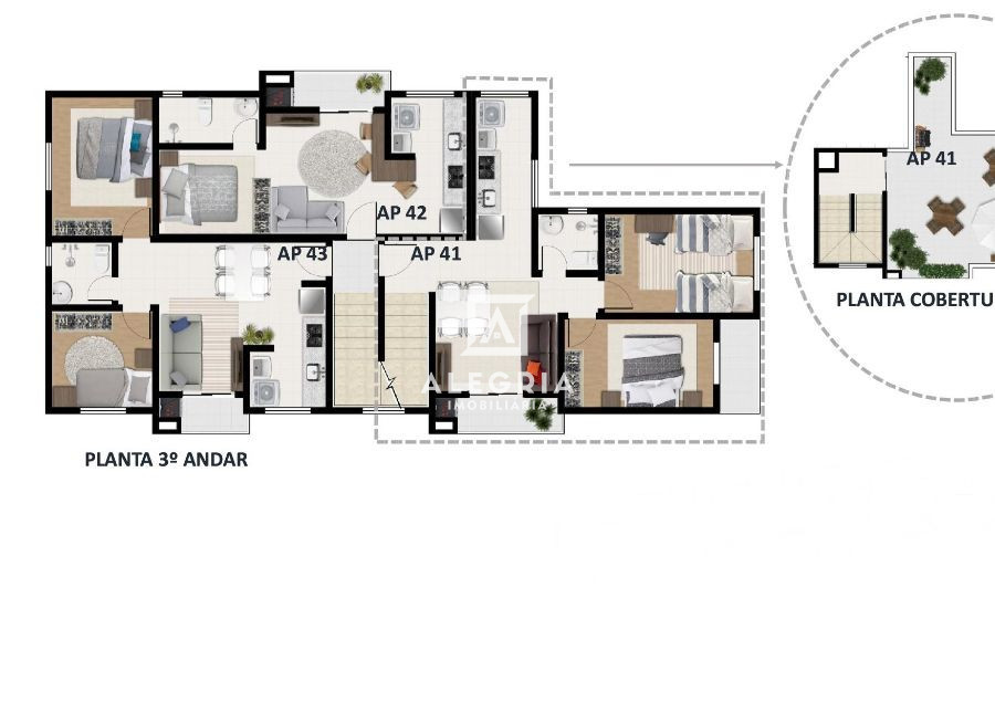 Apartamento 02 Dormitórios Tipo Duplex da Cidade Jardim em São José dos Pinhais