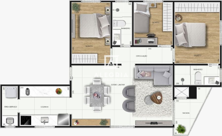 Apartamento 03 Dormitórios Sendo 01 Suíte com Elevador no Aristocrata em São José dos Pinhais