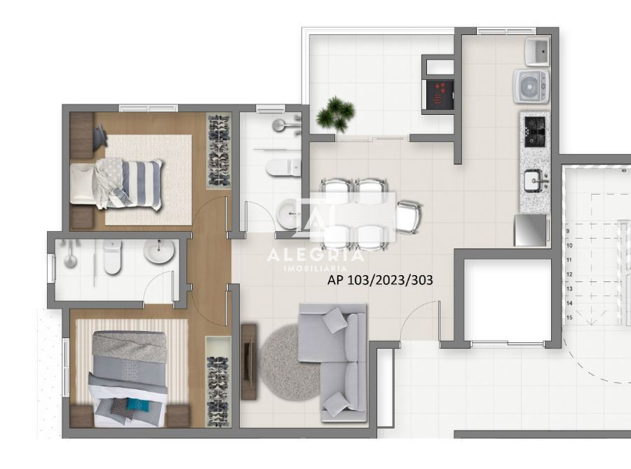 Apartamento 2 Quartos Sendo 1 Suíte  Com Elevador em São José dos Pinhais