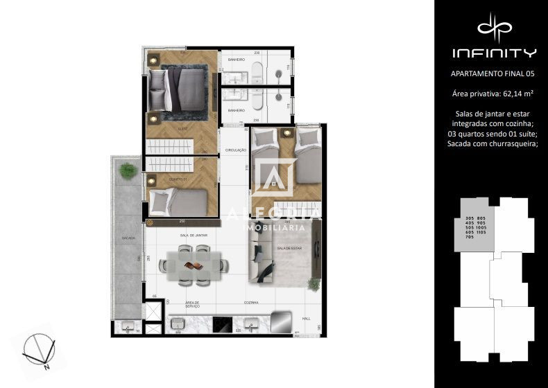 Apartamento alto padrão 3 quartos sendo um suíte em São José dos Pinhais