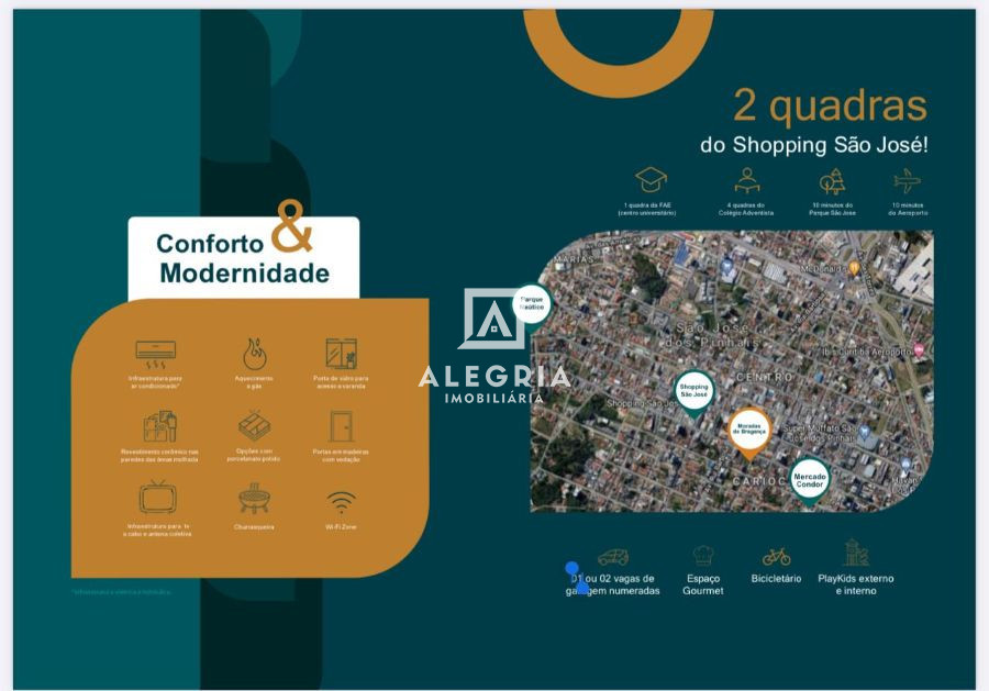 Excelente Apartamento no Residencial Moradas de Bragança no Centro em São José dos Pinhais