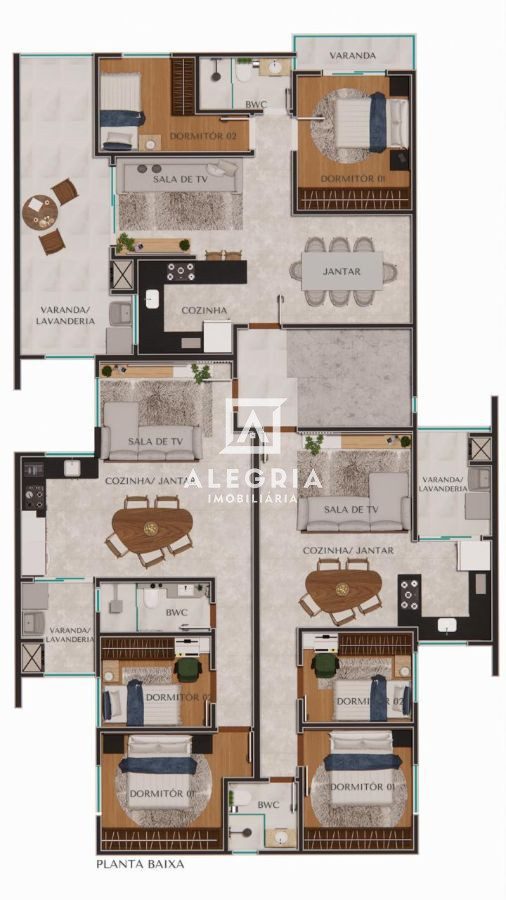 Lindo Apartamento Contendo 02 Dormitórios com Terraço no Parque da Fonte em São José dos Pinhais