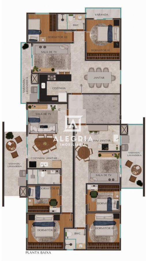 Lindo Apartamento Contendo 02 Dormitórios com Terraço no Parque da Fonte em São José dos Pinhais