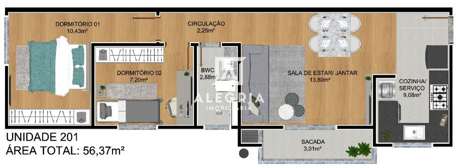 Lindo Apartamento no bairro Parque da Fonte em São José dos Pinhais
