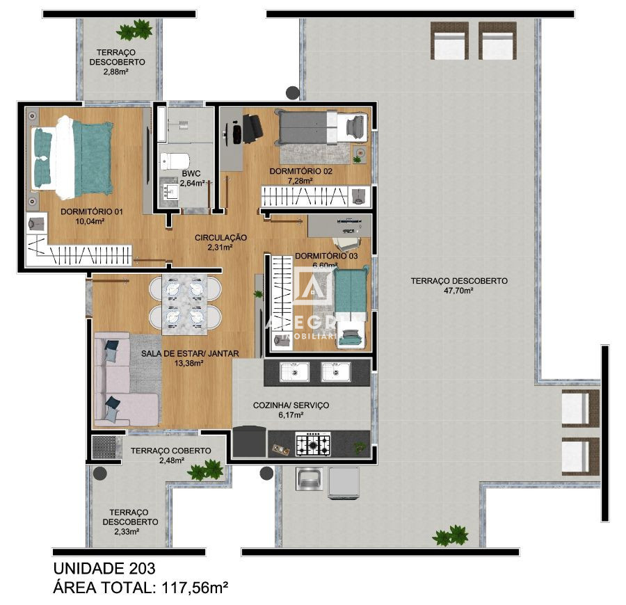 Lindo Apartamento no bairro Parque da Fonte em São José dos Pinhais