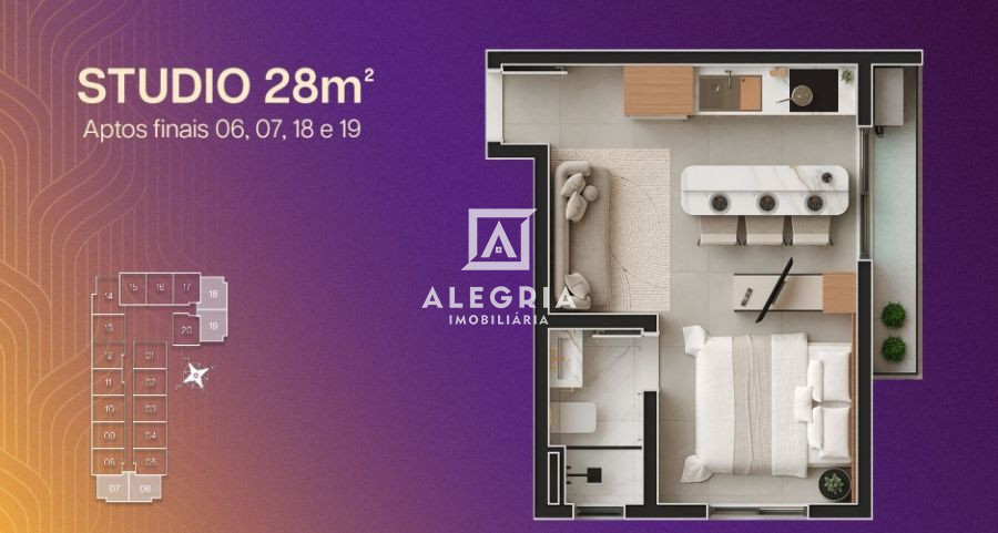 Belíssimos Studios no centro em São José dos Pinhais