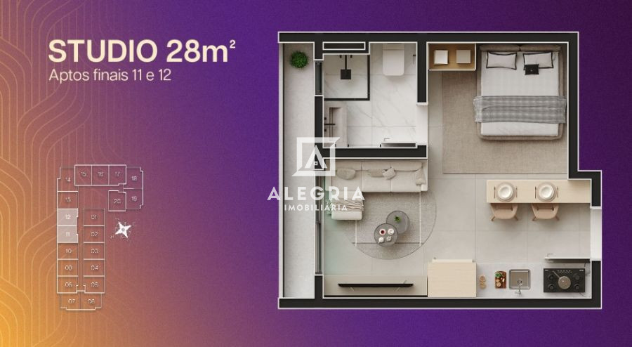 Belíssimos Studios no centro em São José dos Pinhais