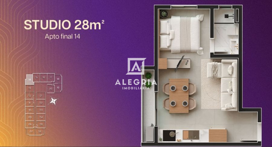 Belíssimos Studios no centro em São José dos Pinhais