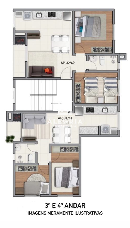 Lindo Apartamento Contendo 02 Dormitórios na Boneca do Iguaçu em São José dos Pinhais