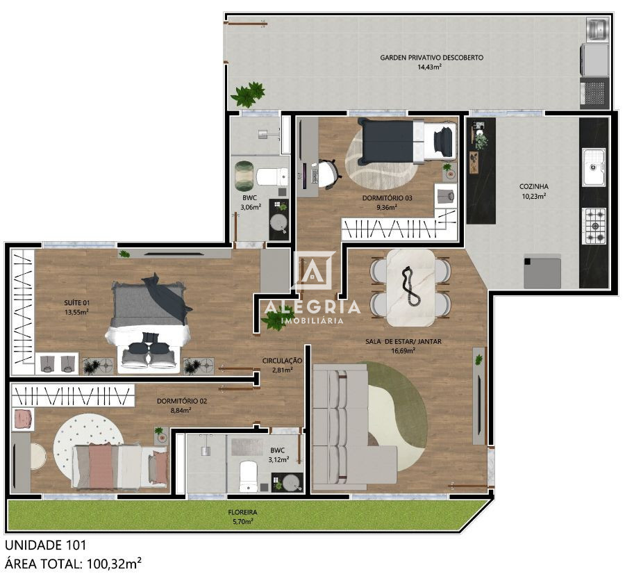 Lindo Apartamento no bairro Cidade Jardim em São José dos Pinhais