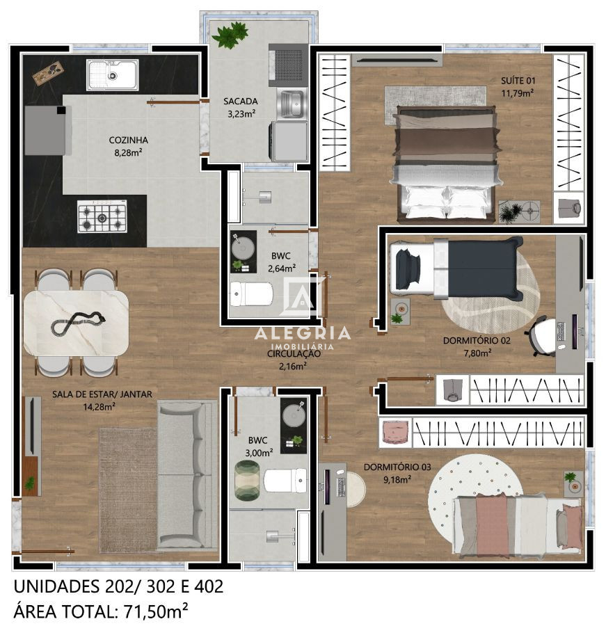 Lindo Apartamento no bairro Cidade Jardim em São José dos Pinhais