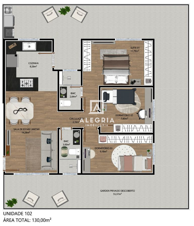 Lindo Apartamento no bairro Cidade Jardim em São José dos Pinhais